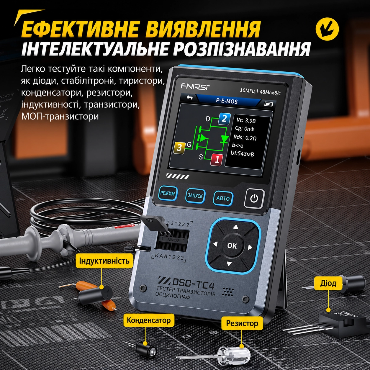 FNIRSI DSO-TC4 Портативний цифровий осцилограф 3-в-1